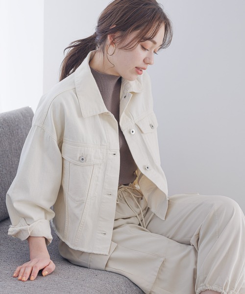 mysty woman(ミスティウーマン)の「カットオフショートGジャン 185031(デニムジャケット・レディース・ブルー/ブラック/ホワイト系その他・FREE)」の2枚目の写真