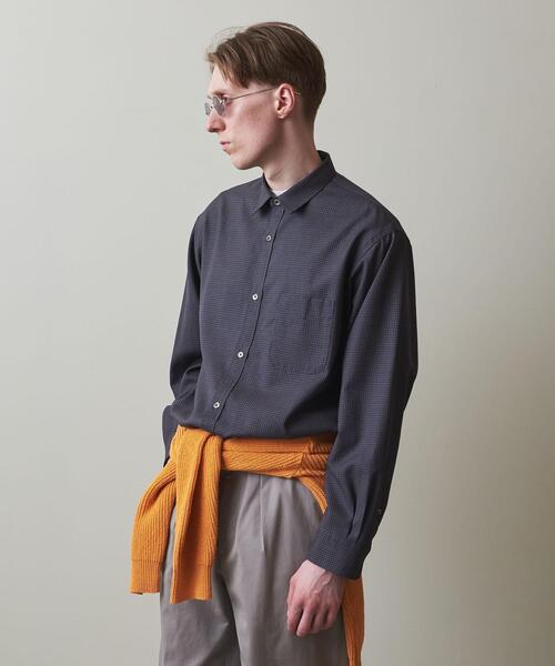 スティーブンアラン steven alan *リネンコットンクルーネックシャツ*Mネイビー長袖ブラウス無地(33-2501-591)【82B52】 STEVEN ALAN スティーブンアラン steven alan *リネンコットン