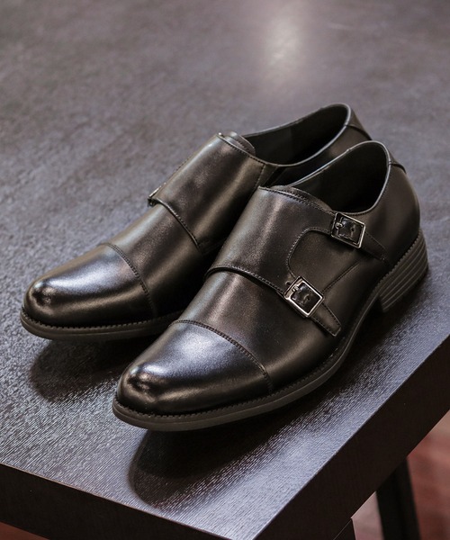 【セール】本革 ビジネスシューズ モカシン 流れモカ ダブルモンク（スリッポン）｜ZINC（ジンク）