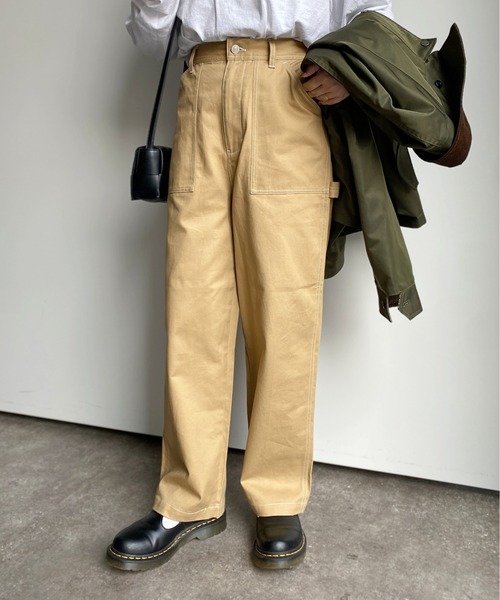 CPCM（シーピーシーエム）の「ペインターパンツ（チノパンツ・レディース・ベージュ/ミント/ブラック/アイボリー・FREE）」の4枚目の写真