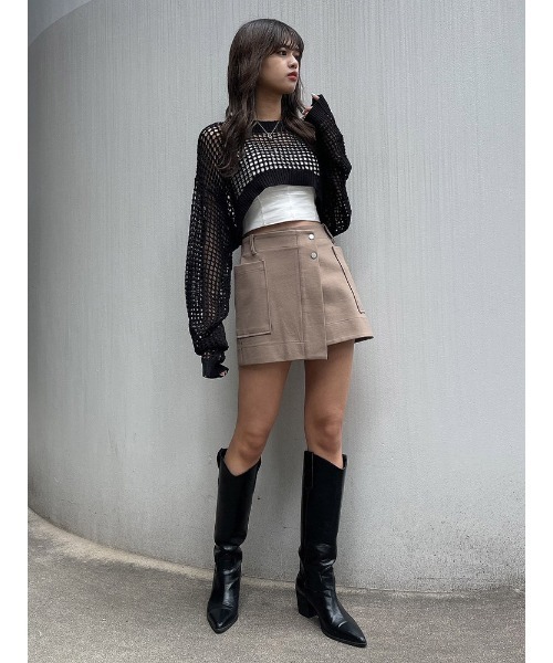 ENVYM（アンビー）の「サイドポケットミニＳＫ（スカート・レディース・ブラック/ベージュ・FREE）」の11枚目の写真