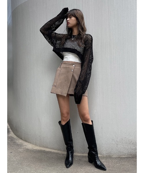 ENVYM（アンビー）の「サイドポケットミニＳＫ（スカート・レディース・ブラック/ベージュ・FREE）」の12枚目の写真