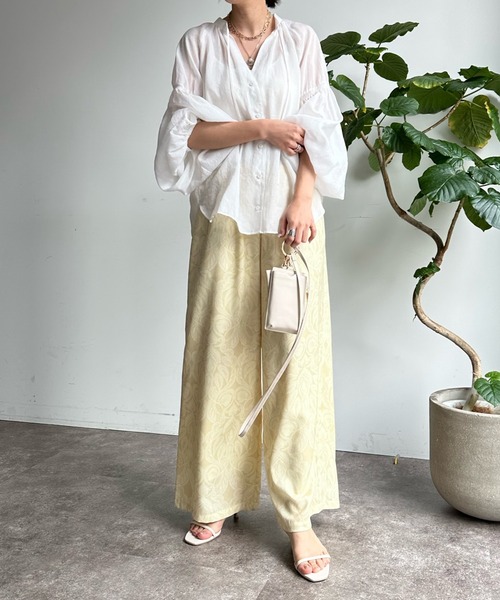 DouDou（ドゥドゥ）の「【WEB限定】オリエンタル柄イージーワイドパンツ（スラックス・レディース・ブラウン/イエロー・FREE）」の12枚目の写真