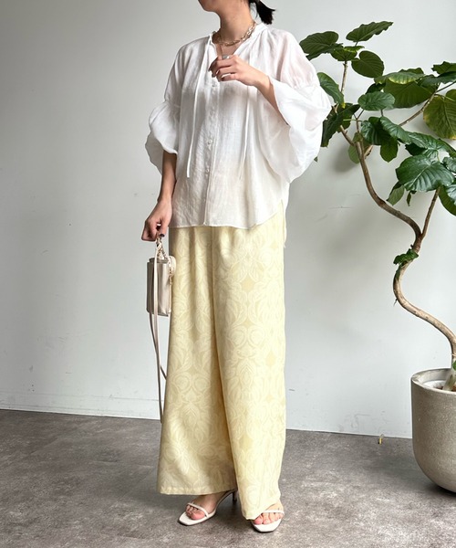 DouDou（ドゥドゥ）の「【WEB限定】オリエンタル柄イージーワイドパンツ（スラックス・レディース・ブラウン/イエロー・FREE）」の13枚目の写真