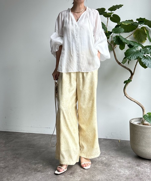 DouDou（ドゥドゥ）の「【WEB限定】オリエンタル柄イージーワイドパンツ（スラックス・レディース・ブラウン/イエロー・FREE）」の15枚目の写真