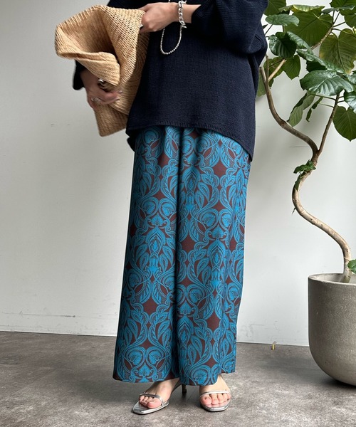 DouDou（ドゥドゥ）の「【WEB限定】オリエンタル柄イージーワイドパンツ（スラックス・レディース・ブラウン/イエロー・FREE）」の8枚目の写真