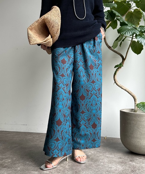 DouDou（ドゥドゥ）の「【WEB限定】オリエンタル柄イージーワイドパンツ（スラックス・レディース・ブラウン/イエロー・FREE）」の10枚目の写真