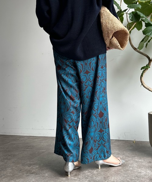 DouDou（ドゥドゥ）の「【WEB限定】オリエンタル柄イージーワイドパンツ（スラックス・レディース・ブラウン/イエロー・FREE）」の11枚目の写真