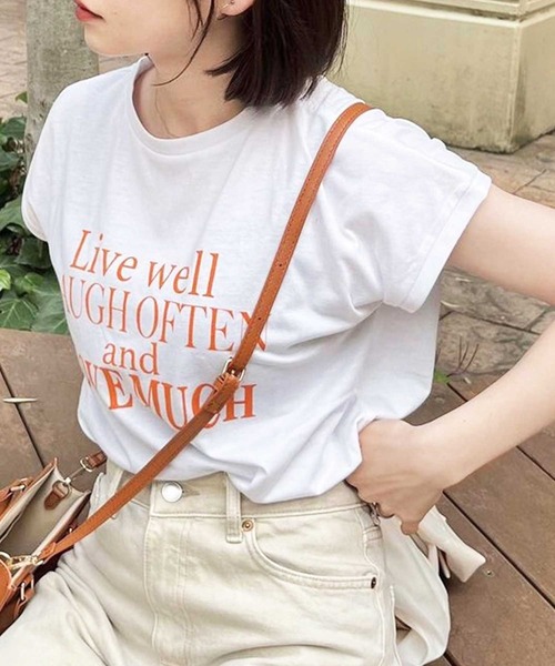 GeeRA（ジーラ）の「フレンチスリーブプリントロゴＴシャツ（Tシャツ/カットソー・レディース・ブラック/ホワイト系その他/チャコール/ホワイト・MEDIUM/X-LARGE/SMALL/LARGE）」の2枚目の写真