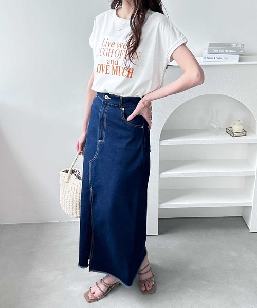 GeeRA（ジーラ）の「フレンチスリーブプリントロゴＴシャツ（Tシャツ/カットソー・レディース・ブラック/ホワイト系その他/チャコール/ホワイト・MEDIUM/X-LARGE/SMALL/LARGE）」の21枚目の写真