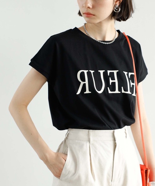 GeeRA（ジーラ）の「フレンチスリーブプリントロゴＴシャツ（Tシャツ/カットソー・レディース・ブラック/ホワイト系その他/チャコール/ホワイト・MEDIUM/X-LARGE/SMALL/LARGE）」の7枚目の写真