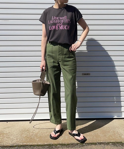 GeeRA（ジーラ）の「フレンチスリーブプリントロゴＴシャツ（Tシャツ/カットソー・レディース・ブラック/ホワイト系その他/チャコール/ホワイト・MEDIUM/X-LARGE/SMALL/LARGE）」の15枚目の写真