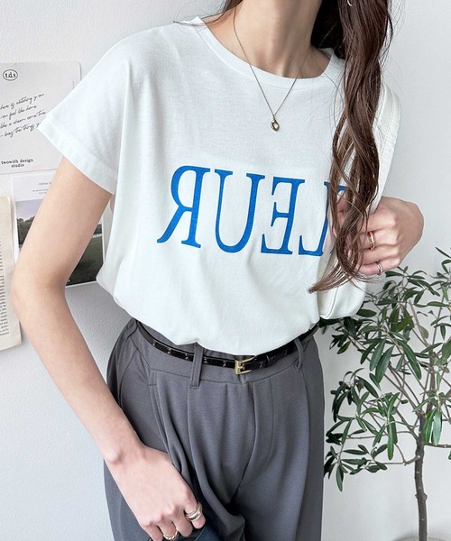 GeeRA（ジーラ）の「フレンチスリーブプリントロゴＴシャツ（Tシャツ/カットソー・レディース・ブラック/ホワイト系その他/チャコール/ホワイト・MEDIUM/X-LARGE/SMALL/LARGE）」の18枚目の写真