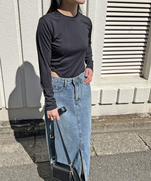 Jewelobe（ジュエローブ）の「クルーネックハイレグボディスーツ（Tシャツ/カットソー・レディース・ブラック/杢グレー/ホワイト・FREE）」の17枚目の写真