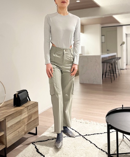 Jewelobe（ジュエローブ）の「クルーネックハイレグボディスーツ（Tシャツ/カットソー・レディース・ブラック/杢グレー/ホワイト・FREE）」の19枚目の写真