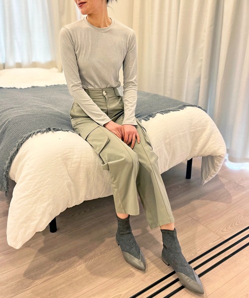 Jewelobe（ジュエローブ）の「クルーネックハイレグボディスーツ（Tシャツ/カットソー・レディース・ブラック/杢グレー/ホワイト・FREE）」の7枚目の写真