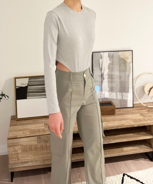 Jewelobe（ジュエローブ）の「クルーネックハイレグボディスーツ（Tシャツ/カットソー・レディース・ブラック/杢グレー/ホワイト・FREE）」の18枚目の写真