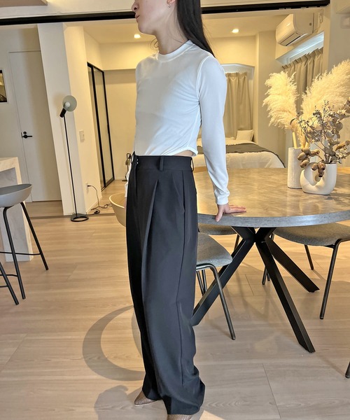 Jewelobe（ジュエローブ）の「クルーネックハイレグボディスーツ（Tシャツ/カットソー・レディース・ブラック/杢グレー/ホワイト・FREE）」の9枚目の写真