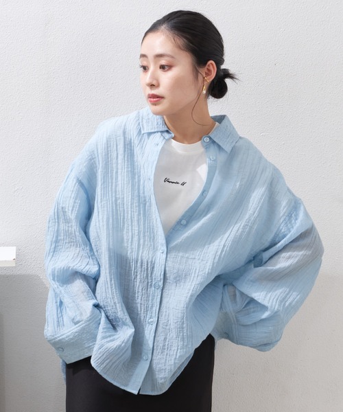 バックボタンデザインシアーシャツ バックボタンデザインシアーシャツ - Vin - Vin｜YAMADAYA STORE