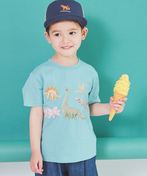 BEAMS mini(ビームスミニ)の「BEAMS mini / ダイナソー Tシャツ 23SS(90~150cm)(Tシャツ/カットソー・キッズ・ブルー系その他4/グリーン系その他2/ベージュ・90/100/110/120/130/140/150)」の5枚目の写真