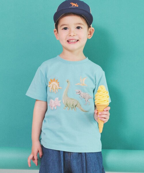 BEAMS mini(ビームスミニ)の「BEAMS mini / ダイナソー Tシャツ 23SS(90~150cm)(Tシャツ/カットソー・キッズ・ブルー系その他4/グリーン系その他2/ベージュ・90/100/110/120/130/140/150)」の6枚目の写真