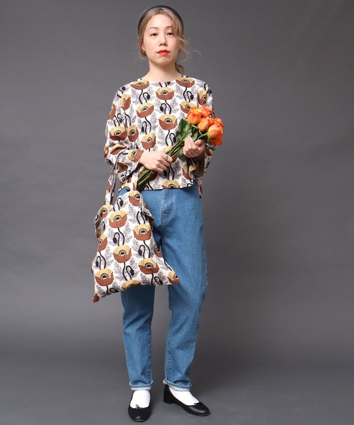 peu pres　プープレ　トップス　ブラウス　フルーツ柄　フリーサイズ peu pres（プープレ）の「いちごボーダー 後ろあきブラウス