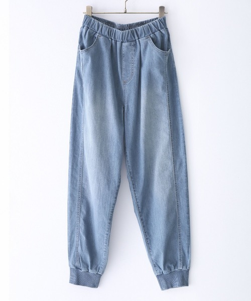 n'OrLABEL（ノアールレーベル）の「【機能素材】『デニムジョガーパンツ』（デニムパンツ・レディース・ネイビー/インディゴブルー/ブルー・1/2）」の4枚目の写真