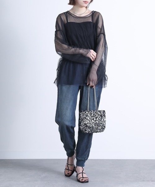 n'OrLABEL（ノアールレーベル）の「【機能素材】『デニムジョガーパンツ』（デニムパンツ・レディース・ネイビー/インディゴブルー/ブルー・1/2）」の14枚目の写真