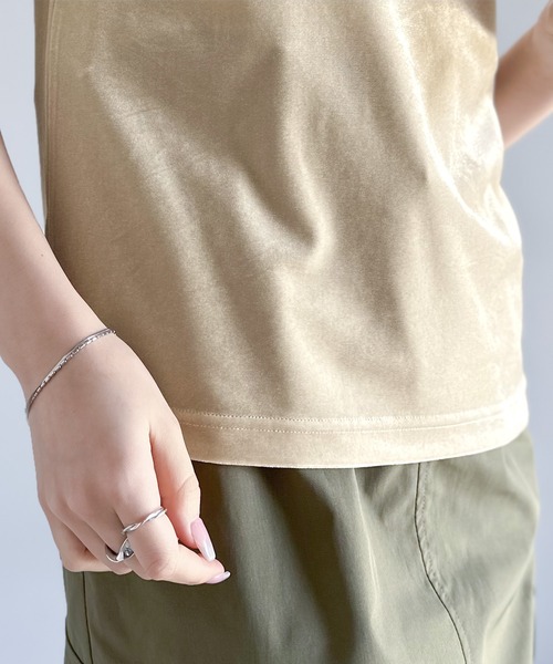 classicalelf(クラシカルエルフ)の「大人のサマーベロア。半袖モックネックトップス(Tシャツ/カットソー・レディース・モカ/ブラック/アイボリー/グレイッシュベージュ・LARGE/MEDIUM/SMALL/X-LARGE)」の14枚目の写真