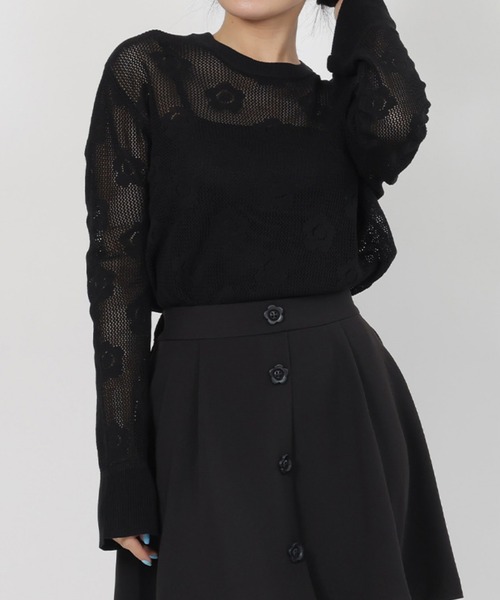 マリークワント MARY QUANT メッシュニット プルオーバー （ブラック） マリークワント MARY QUANT メッシュニット プルオーバー