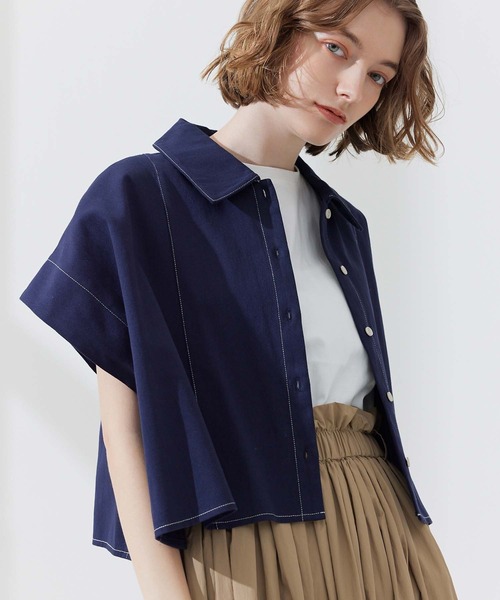 CEDNIE(セドニー)の「【10周年記念アイテム】配色ステッチコットンシャツ(シャツ/ブラウス・レディース・ネイビー/アイボリー・M)」の15枚目の写真