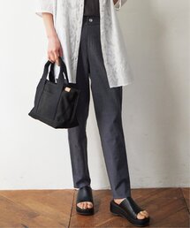 リネン混ストレッチテーパードパンツ