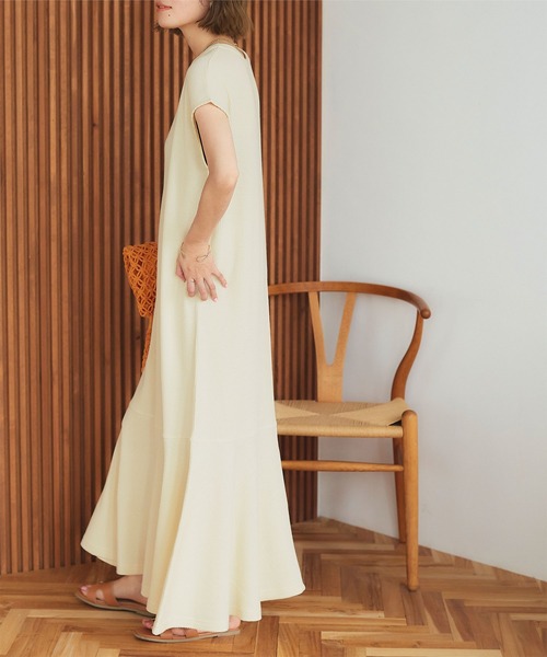 ワッフルカットソーキーネックワンピース