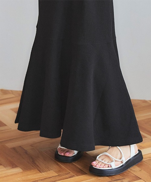 ワッフルカットソーキーネックワンピース