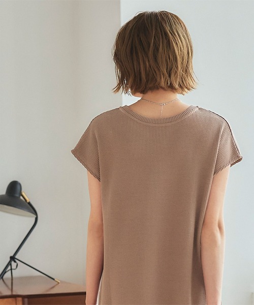 ワッフルカットソーキーネックワンピース