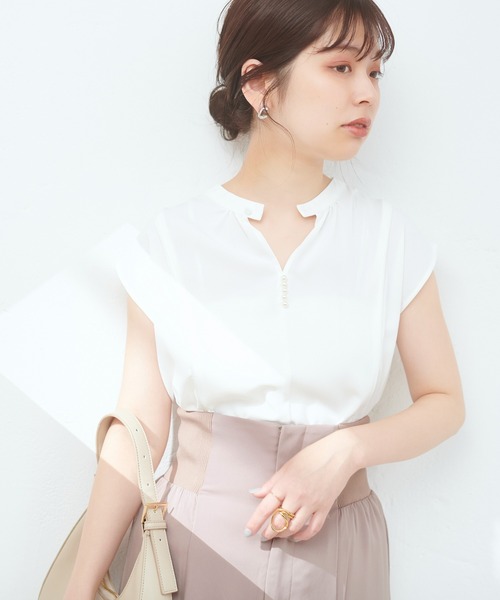 natural couture(ナチュラルクチュール)の「WEB限定アイテム / 2WAYパール付きノースリブラウス(シャツ/ブラウス・レディース・ミント/その他1/ネイビー/ブルー/オフホワイト・FREE)」の17枚目の写真
