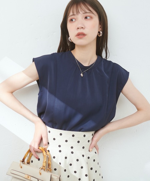 natural couture(ナチュラルクチュール)の「WEB限定アイテム / 2WAYパール付きノースリブラウス(シャツ/ブラウス・レディース・ミント/その他1/ネイビー/ブルー/オフホワイト・FREE)」の22枚目の写真