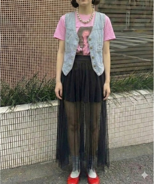 Bloom Closet(ブルームクローゼット)の「ウォッシュドデニムベスト(ベスト・レディース・インディゴブルー/ライトブルー・MEDIUM/LARGE)」の1枚目の写真