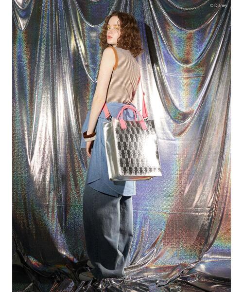 Disney(ディズニー)の「Mickey/Silver Tote Bag(トートバッグ・レディース・ピンク/グリーン・FREE)」の9枚目の写真