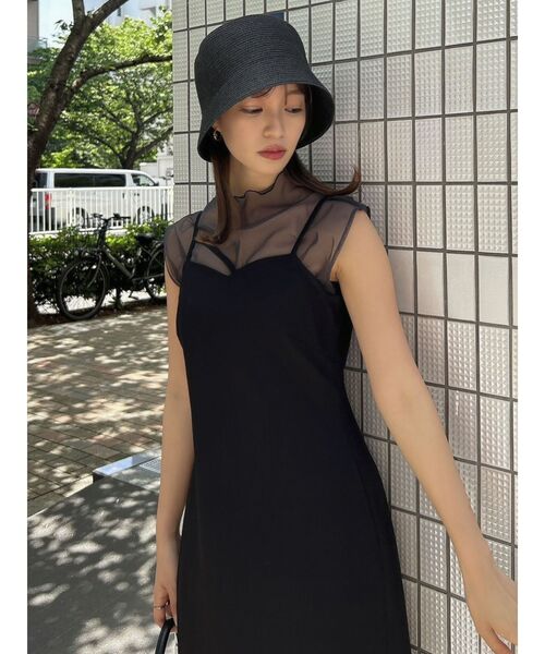 dazzlin（ダズリン）の「チュールシアーフレンチスリーブトップス（Tシャツ/カットソー・レディース・ブラック/ピンク/アイボリー・FREE）」の8枚目の写真