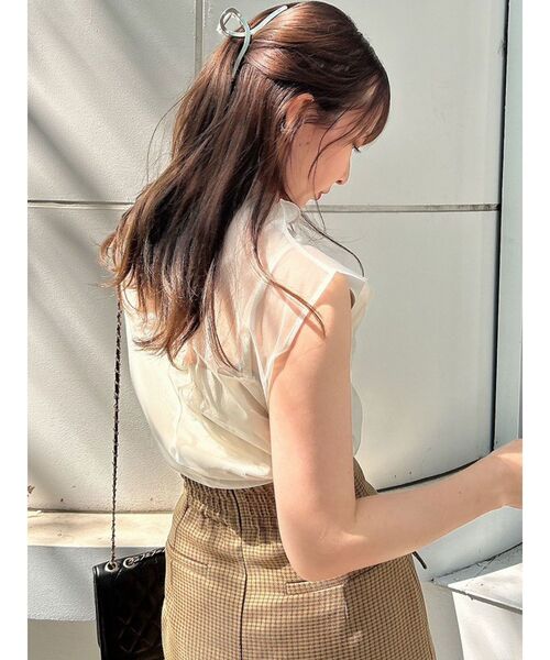 dazzlin（ダズリン）の「チュールシアーフレンチスリーブトップス（Tシャツ/カットソー・レディース・ブラック/ピンク/アイボリー・FREE）」の22枚目の写真