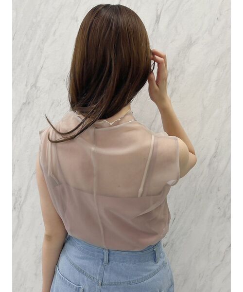 dazzlin（ダズリン）の「チュールシアーフレンチスリーブトップス（Tシャツ/カットソー・レディース・ブラック/ピンク/アイボリー・FREE）」の17枚目の写真