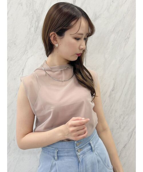 dazzlin（ダズリン）の「チュールシアーフレンチスリーブトップス（Tシャツ/カットソー・レディース・ブラック/ピンク/アイボリー・FREE）」の10枚目の写真