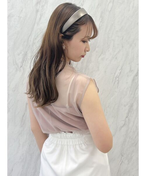 dazzlin（ダズリン）の「チュールシアーフレンチスリーブトップス（Tシャツ/カットソー・レディース・ブラック/ピンク/アイボリー・FREE）」の14枚目の写真