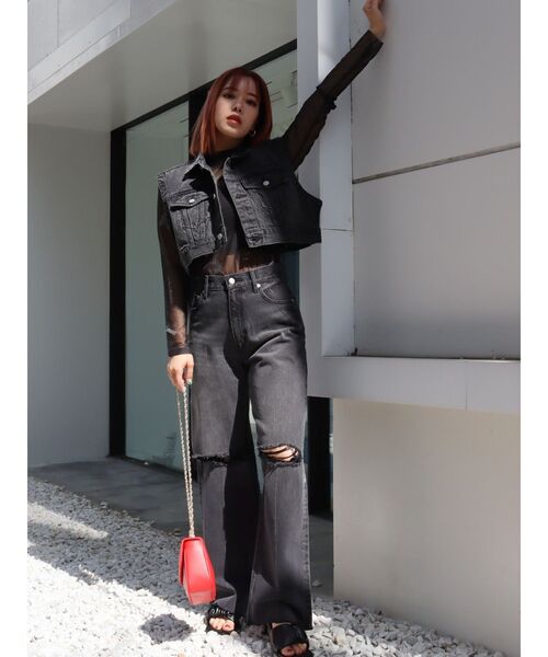 EVRIS（エヴリス）の「タトゥーデザインシアータートルトップス（Tシャツ/カットソー・レディース・ブラック/ベージュ・FREE）」の15枚目の写真