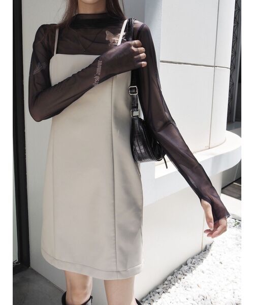 EVRIS（エヴリス）の「タトゥーデザインシアータートルトップス（Tシャツ/カットソー・レディース・ブラック/ベージュ・FREE）」の17枚目の写真