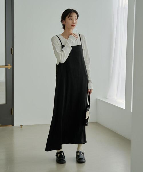 coen（コーエン）の「サテンキャミワンピース（ワンピース・レディース・ブラック/ブラウン・M/L）」の19枚目の写真