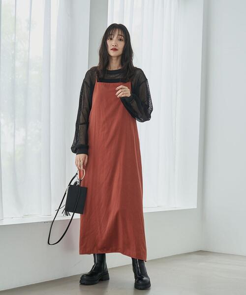 coen（コーエン）の「サテンキャミワンピース（ワンピース・レディース・ブラック/ブラウン・M/L）」の7枚目の写真