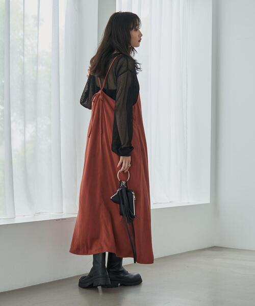 coen（コーエン）の「サテンキャミワンピース（ワンピース・レディース・ブラック/ブラウン・M/L）」の4枚目の写真