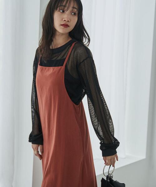 coen（コーエン）の「サテンキャミワンピース（ワンピース・レディース・ブラック/ブラウン・M/L）」の10枚目の写真